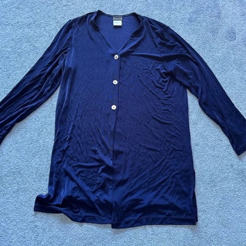 Citiknits Women's Navy Blue Long Sleeve Cardigan Sweater Size Medium